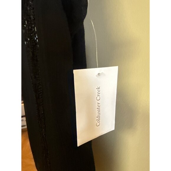 Coldwater Creek Black Beaded Sleeveless Top L 14 Elegant Sheer Layered Design Wo - Picture 5 of 7